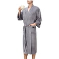 thumbnail image 1 of Tnhcen Men's Full Length Hooded Long Sleeve Tie Belt Plus Size Sleepwear Robe, Men's Casual Home Wear Bathrobe, Comfortable Soft Loungewear with Pockets, 1 of 7