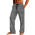 thumbnail image 1 of Tnhcen Men's Gray Plaid Pajama Pants Elastic Waist with Drawstring Two Pockets Lounge Pants Soft Stretch Sleepwear for Men Home Wear S-3XL, 1 of 9
