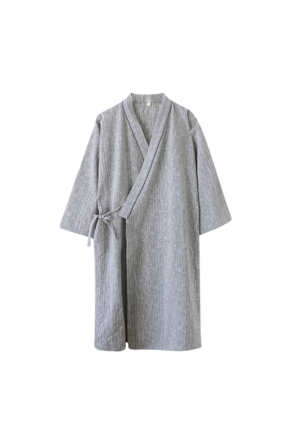Men's Lightweight Cotton Bathrobe Double Layer Gauze Quick Dry Absorbent Sleepwear Home Wear Couple Matching Robe M - L
