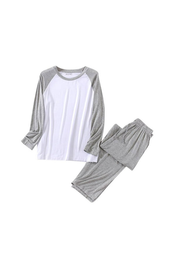 Men's Long Sleeve Pajama Set, Modal Cotton Polyester Blend Casual Home Wear Sleepwear Lounge Pants, Loose Fit Plus Size L - 4XL, Comfortable Homewear