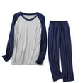 thumbnail image 1 of Tnhcen Men's Long Sleeve Pajama Set, Modal Cotton Polyester Blend Casual Home Wear Sleepwear Lounge Pants, Loose Fit Plus Size L - 4XL, Comfortable Homewear, 1 of 2