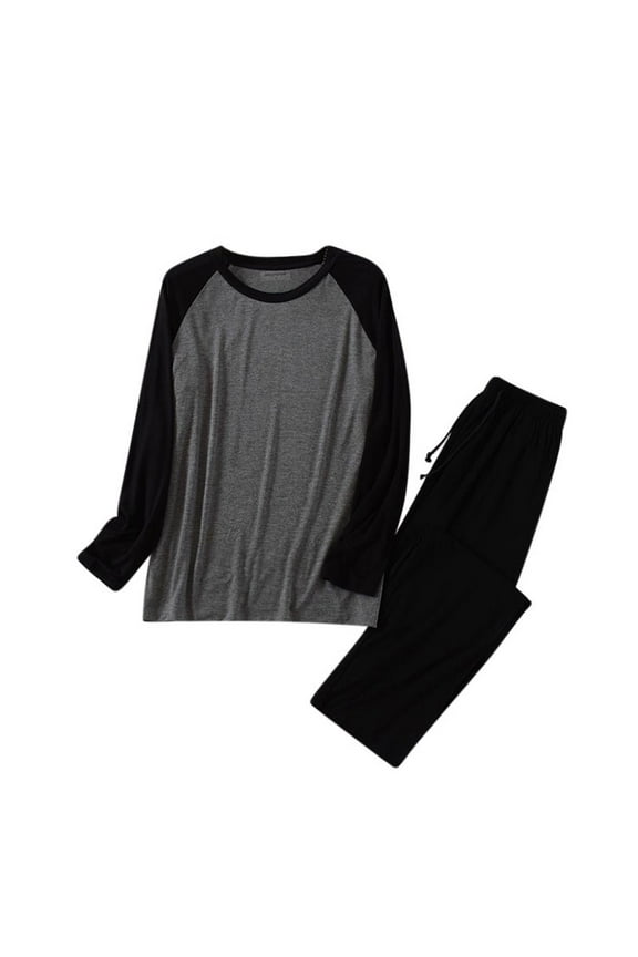 Men's Long Sleeve Pajama Set, Modal Cotton Polyester Blend Casual Home Wear Sleepwear Lounge Pants, Loose Fit Plus Size L - 4XL, Comfortable Homewear