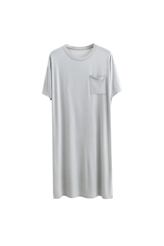 Men's Long Sleeve Sleep Robe Long Length Over Knee Plus Size Soft Comfortable Good Drape Solid Color Sleepwear Pajama Robe L-3XL