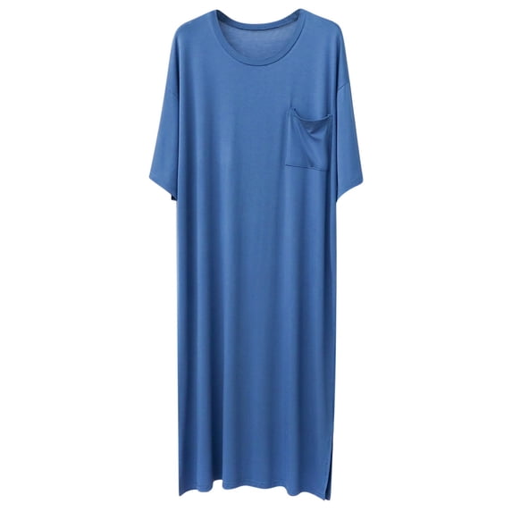 Tnhcen Men's Long Sleeve Sleep Robe Long Length Over Knee Plus Size Soft Comfortable Good Drape Solid Color Sleepwear Pajama Robe L-3XL