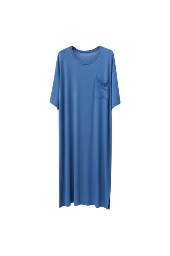 Men's Long Sleeve Sleep Robe Long Length Over Knee Plus Size Soft Comfortable Good Drape Solid Color Sleepwear Pajama Robe L-3XL