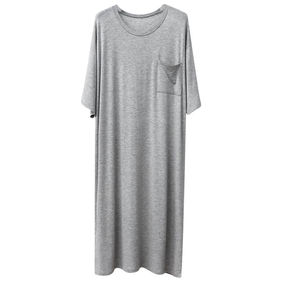 Tnhcen Men's Long Sleeve Sleep Robe Long Length Over Knee Plus Size Soft Comfortable Good Drape Solid Color Sleepwear Pajama Robe L-3XL