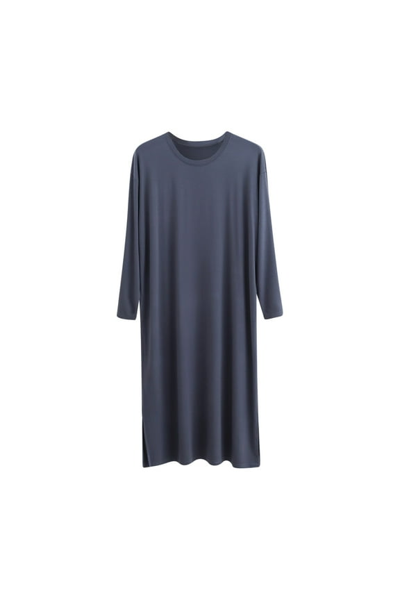Men's Long Sleeve Sleep Robe Plus Size Over Knee Soft Comfortable Good Stretch Modal Cotton Polyester Blend Loungewear Pajama Nightgown Casual Sleepwear Cozy Bedwear