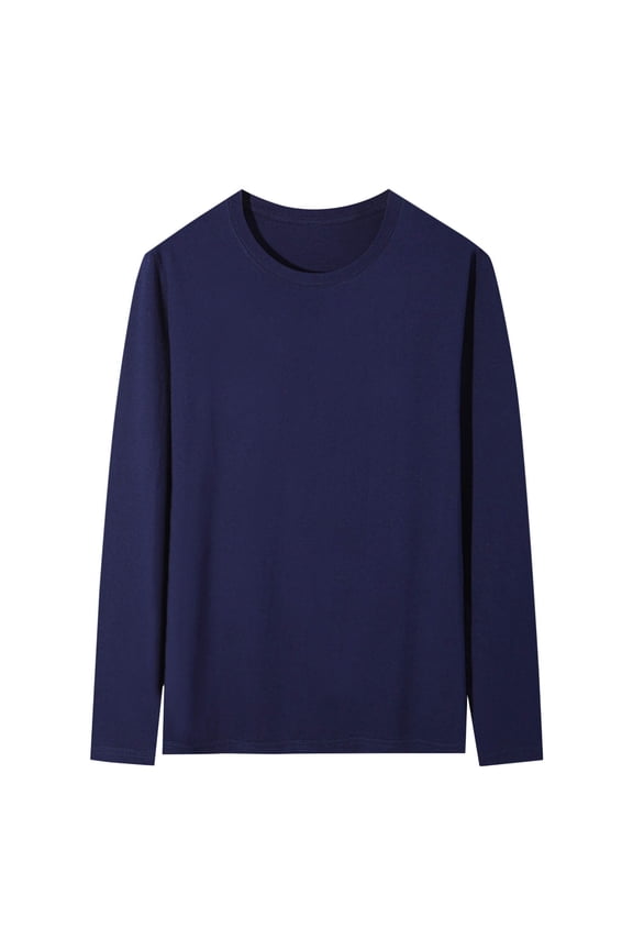 Men's Long Sleeve Thermal Base Layer Full Length Cotton Pajama Top M - 5XL Basic Solid Color Warm Sleepwear