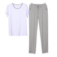 thumbnail image 1 of Tnhcen Men's Pajama Set Casual Short Sleeve Long Pants Sleepwear Modal Cotton Polyester 20% 40% 40% Comfortable Loose Fit Home Wear L-4XL, 1 of 3