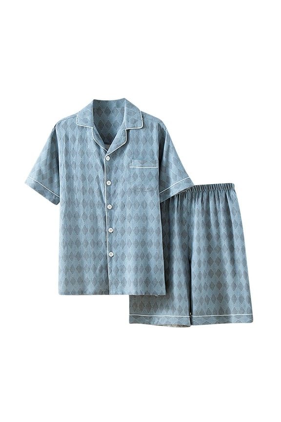 Men's Pajama Set Summer Thin Cotton Short Sleeve Short Pant Loose Fit Men's Sleepwear Casual Home Wear Comfortable Paj for Men M - 2XL