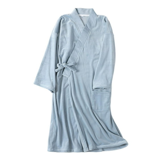 Tnhcen Men's Plush Fleece Bathrobe, Men's Warm Sleepwear Robe, Bathrobe for Men M - XL, Plus Size Bathrobe with Pocket Soft Cozy Robe for Men Men's Loungewear Robe