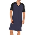 thumbnail image 1 of Tnhcen Men's Polyester V - Neck Short Sleeve Nightgown Knee - Length Loose Fit Pajama L - 5XL Plus Size Sleepwear, 1 of 6