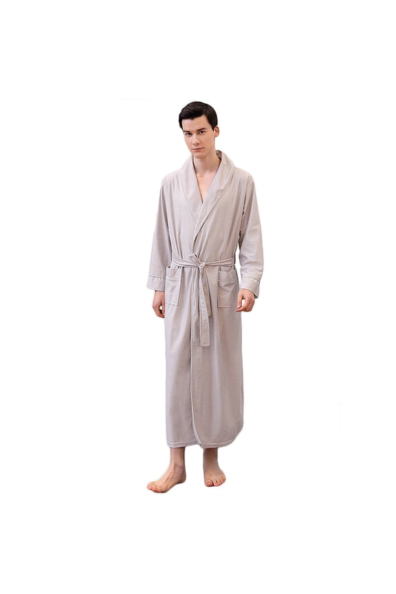Men's Polyester Waffle Knit Quick Dry Absorbent Long Sleeve Bathrobe Sleepwear Robe for Men M - 2XL, Lightweight Spa Bath Towel Robe for Bathroom Home Use