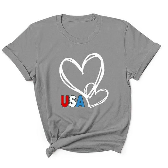 Tnhcen Men's Regular Fit Patriot Summer Shirts USA Flag Heart Print 4th of July Graphic Festival T-Shirt S-3XL