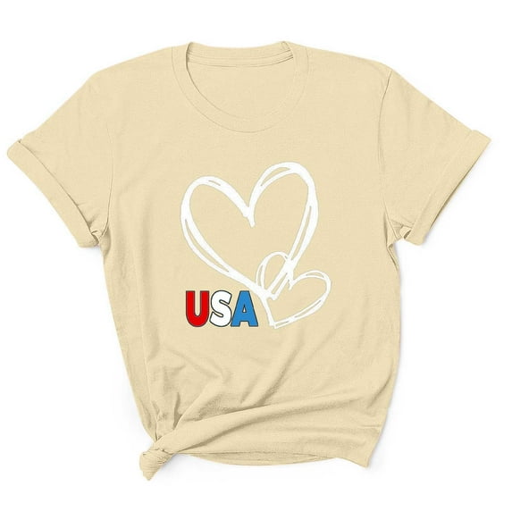 Tnhcen Men's Regular Fit Patriot Summer Shirts USA Flag Heart Print 4th of July Graphic Festival T-Shirt S-3XL