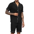 thumbnail image 1 of Tnhcen Men's Short Sleeve Button Front Pocket Pajama Set Sleepwear Casual Home Wear, Modal Cotton Polyester Blend (S-2XL), 1 of 5