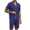 thumbnail image 1 of Tnhcen Men's Short Sleeve Button Front Pocket Pajama Set Sleepwear Casual Home Wear, Modal Cotton Polyester Blend (S-2XL), 1 of 6