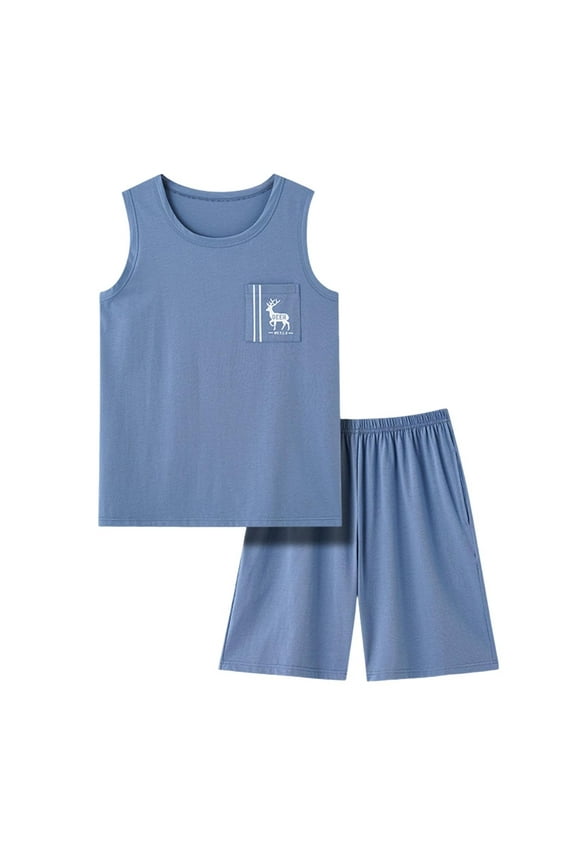 Men's Sleepwear Set Modal Cotton Polyester Tank Top & Shorts Casual Loose Home Wear Comfortable Summer Pajama Set for Men M - 4XL Plus Size Soft Breathable Loungewear