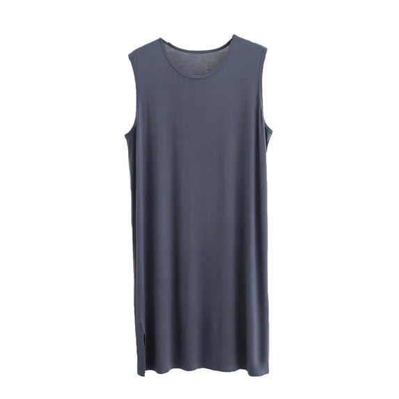 Tnhcen Men's Sleeveless Modal Nightshirt - Soft Summer Nightwear, Lounge Robe, Big & Tall Sizes L-3XL