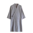 thumbnail image 1 of Tnhcen Men's Summer Robe Short Sleeve Lightweight, V-Neck Bathrobes for Men with Pockets, Soft Polyester Loungewear Housecoat for Home Size M-L, 1 of 6