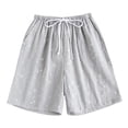 thumbnail image 1 of Tnhcen Men's Summer Thin Cotton Printed Sleepwear Shorts Breathable Cotton Yarn Dyed Drawstring Waist Lounge Pants Home Shorts Pajama M - XL, 1 of 3