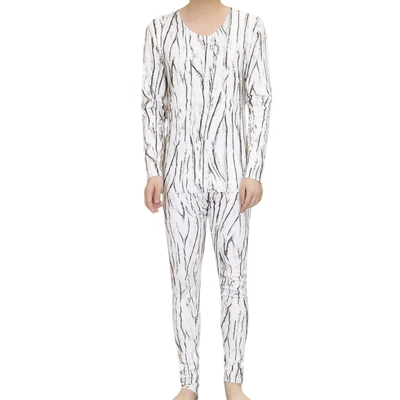Tnhcen Men's Thermal Pajama Set Brushed Microfiber Fleece Lined Warm Sleepwear Stretchy Loungewear Cozy Winter Base Layer Men's Loungewear Relaxed Fit