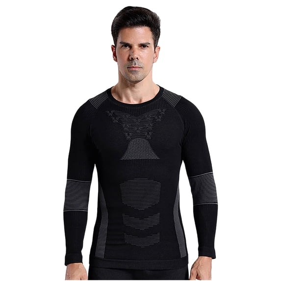 Tnhcen Men's Thermal Pajamas Breathable Sleepwear Moisture Wicking Quick Dry Compression Fit 2 - Piece Set, Stretchy Nylon Spandex Warm Loungewear Base Layer Suit