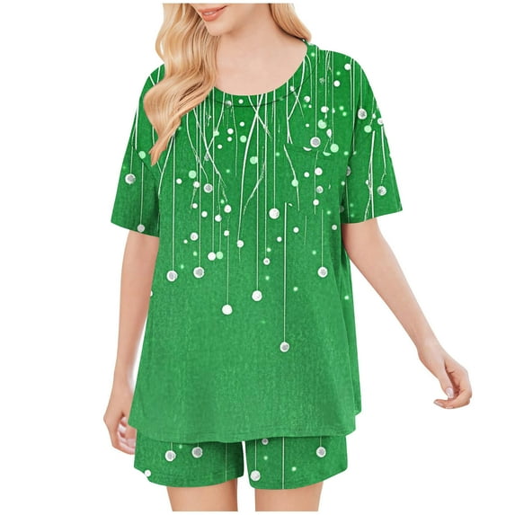 Tnhcen Nightwear 2 Piece Short Sleeve Top With Shorts Sets Comfy Pajamas Lounge Sets Sleepwear For Women's