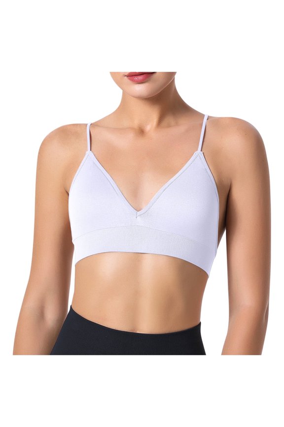 Open Back Sports Bra Bras with String Quick Dry Shockproof Running Fitness Underwear Underwire Bra Compression Underwear Women Womens Underwear , White, L