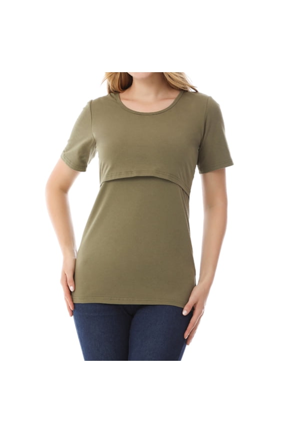 Pink Expectant Mother's Top Army Green Maternity Shirt Round Neck Shirt Maternity Tank Top Dress Summer Maternity Tops