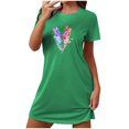 thumbnail image 1 of Tnhcen Plus Size Friendly Sleepwear – Short Sleeve Crew Neck with Cute Animal Print Stretchy Polyester Spandex S-2XL for Every Woman, 1 of 7