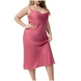 thumbnail image 1 of Tnhcen Plus Size Nightgown with Built-in Bra Women's Satin Sleepwear Camisole Nightdress Long Pajamas XL-5XL Multiple Colors Available Hot Pink, 1 of 4