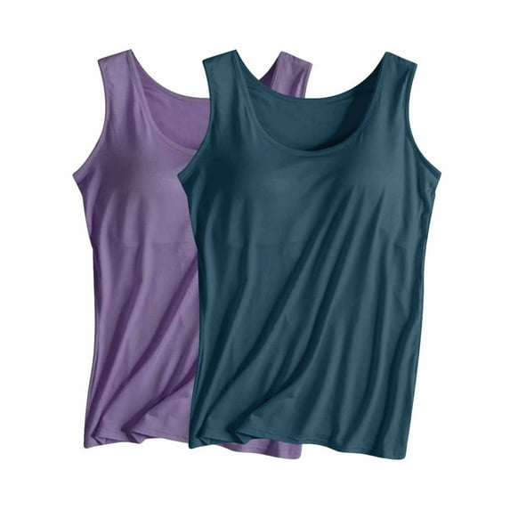 Tnhcen Plus Size Pajamas for Women Racerback Tank Tops for Women Camisole with Built In Bra Plus Size Sleeveless Tops for Women Sleepwear for Women Purple