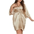 thumbnail image 1 of Tnhcen Plus Size Women's Casual Solid Semi-Sleeve Silk-Like Sleep Robe Loose-Fit Comfortable Loungewear for XL-5XL Modern, 1 of 6
