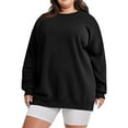 thumbnail image 1 of Tnhcen Plus Size Women's Solid Color Round Neck Long Sleeve Loose Fit Sweatshirt 100% Polyester Japanese Style Warm Comfort L-5XL, 1 of 6