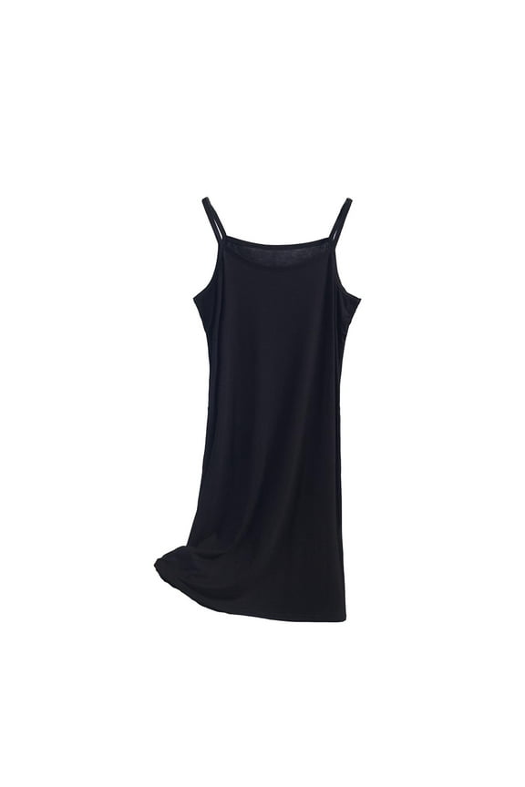 Plus Size Women's Solid Modal Blend Sleep Dress Anti-Sheer Long Slip with Spaghetti Straps Versatile Layering Nightgown for XL-8XL