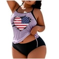 thumbnail image 1 of Tnhcen Plus Size Women's Swimsuit Tankini Set with Padded Cups No Underwire High Waisted Bottoms Drawstring Ruched Top American Flag Print Tummy Control Swimwear Loose Fit L - 5XL, 1 of 5