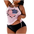 thumbnail image 1 of Tnhcen Plus Size Women's Swimsuit Tankini Set with Padded Cups No Underwire High Waisted Bottoms Drawstring Ruched Top American Flag Print Tummy Control Swimwear Loose Fit L - 5XL, 1 of 5