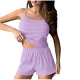 thumbnail image 1 of Tnhcen Ribbed Loungewear Set Women's Comfy Camisole Drawstring Shorts Pajamas (S-XL) Soft Stretchy Sleepwear, 1 of 5