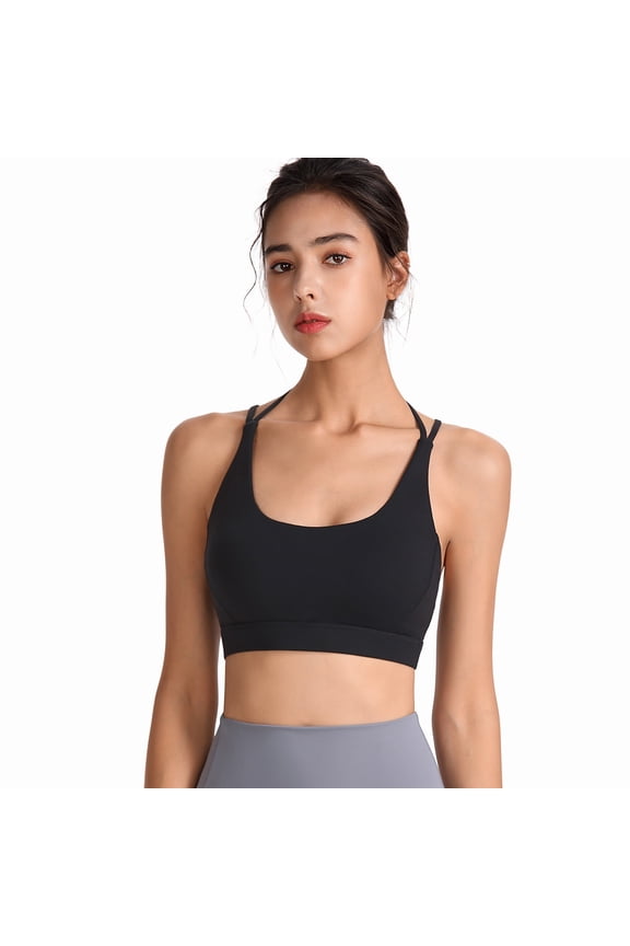 Running Sports Bra Woman Bras with String Quick Dry Shockproof Running Fitness Large Size Underwear Bralettes for Women with Support Camisole Tops for Women Underwear, Black, M