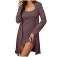 thumbnail image 1 of Tnhcen Sets for Women Sleepwear Silk Knit Bodycon Nightgown with Robes Set 2 Piece Soft Lightweight Homewear S,M,XL,XXL, 1 of 3