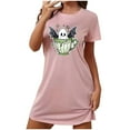 thumbnail image 1 of Tnhcen Short & Sweet Halloween Sleep Dress Plus Size Cartoon Print Round Neck Short Sleeve Soft Polyester Spandex S-2XL for Sleeping/Parties/Lounging, 1 of 5