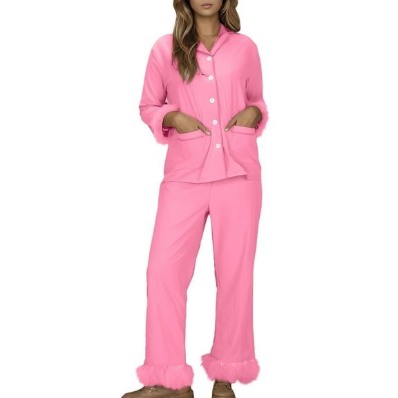 Tnhcen Soft Cotton Pajamas for Women PJ Set Long Sleeve Sleepwear Loungewear Button-Down 2 Piece Set S-XL