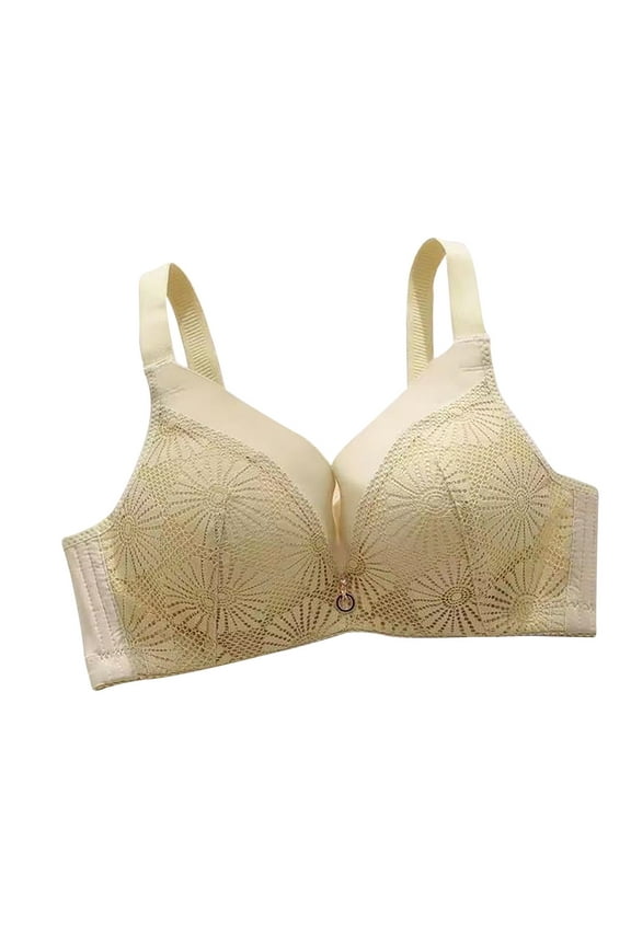 Sports Bra Thickened Middle Decorations Lace Bra Daily Bra Underwire Bikini Underwear Separatec Everyday Lingerie for Women Naughty, Yellow, 34