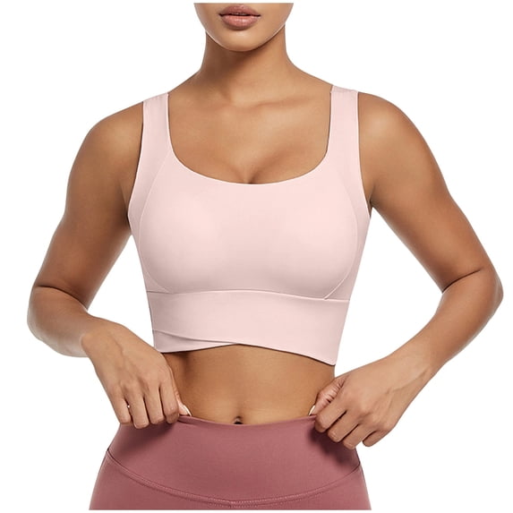 Tnhcen Sports Bras for Women High Support Women's Non Steel Ring Gathering Yoga Beauty Integrated Fixed Chest Pad Fitness Sports Bra Underwire Tankini Top Underwear for Women, S