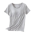 thumbnail image 1 of Tnhcen Striped Bralette Sleepshirt M-2XL Built-in Bra Cami Modal-Blend Lounge Top Seamless Underwire-Free Layer Homewear, 1 of 3