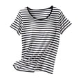 thumbnail image 1 of Tnhcen Striped Bralette Sleepshirt M-2XL Built-in Bra Cami Modal-Blend Lounge Top Seamless Underwire-Free Layer Homewear, 1 of 3