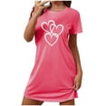 thumbnail image 1 of Tnhcen Summer Plus Size Sleep Dress Milk Silk Double-Faced Brushed Design Short Sleeve Round Neck Cute Cartoon Print Stretchy Polyester Spandex S-2XL for Home Lounging, 1 of 5