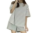 thumbnail image 1 of Tnhcen Summer Women's 2 Piece Shorts Pajama Sets Shirts Short Sleeve Crewneck Casual Nightwear Set M-4XL, 1 of 4