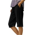 thumbnail image 1 of Tnhcen Summer Women's Linen-Cotton Blend Half Pants - Loose Fit Relaxed Style Pocket Design Breathable Casual Plus Size Pocket Shorts for Women S-2XL, 1 of 6